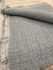 ELYAF DOLGULU MÜSLİN YATAK ÖRTÜSÜ  TEK KİŞİLİK MAVİ