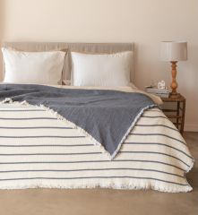 ELYAF DOLGULU MÜSLİN YATAK ÖRTÜSÜ  TEK KİŞİLİK ANTRASİT