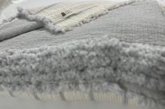 ELYAF DOLGULU MÜSLİN YATAK ÖRTÜSÜ  TEK KİŞİLİK AÇIK GRİ