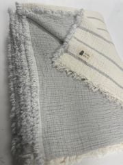 ELYAF DOLGULU MÜSLİN YATAK ÖRTÜSÜ  TEK KİŞİLİK AÇIK GRİ