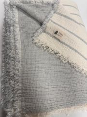 ELYAF DOLGULU MÜSLİN YATAK ÖRTÜSÜ  TEK KİŞİLİK AÇIK GRİ