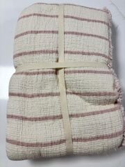 ELYAF DOLGULU MÜSLİN YATAK ÖRTÜSÜ  TEK KİŞİLİK PEMBE