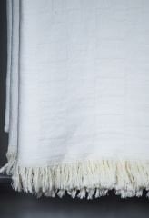 %100 Pamuklu Jakarlı Dama Desenli Beyaz Çift Kişilik Pike