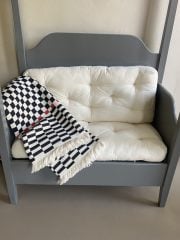 %100 Pamuklu Jakarlı Dama Desenli Siyah Çift Kişilik Pike