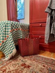 %100 Pamuklu Jakarlı Dama Desenli Yeşil Çift Kişilik Pike