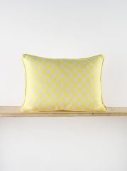 %100 Pamuklu Sarı Dama Desenli Kırlent Kılıfı