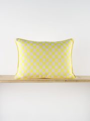 %100 Pamuklu Sarı Dama Desenli Kırlent Kılıfı