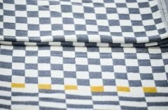 %100 Pamuklu Jakarlı Dama Desenli Gri Çift Kişilik Pike