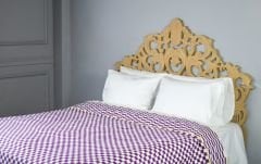 %100 Pamuklu Jakarlı Dama Desenli Mor Çift Kişilik Pike