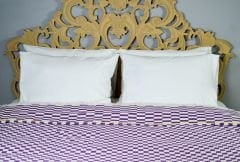 %100 Pamuklu Jakarlı Dama Desenli Mor Çift Kişilik Pike