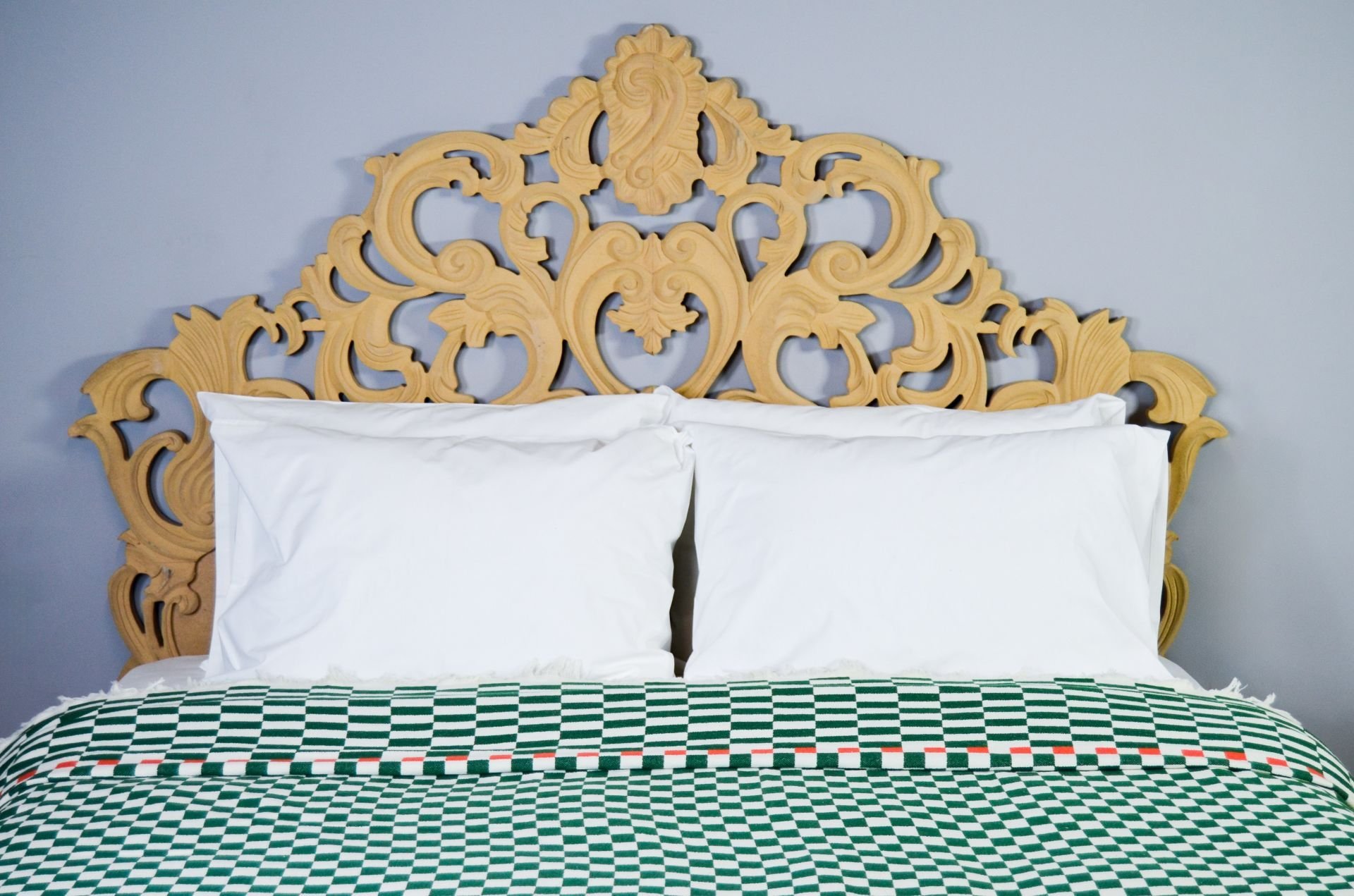 %100 Pamuklu Jakarlı Dama Desenli Haki Çift Kişilik Pike