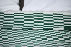 %100 Pamuklu Jakarlı Dama Desenli Haki Çift Kişilik Pike