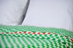 %100 Pamuklu Jakarlı Dama Desenli Parlak Yeşil Çift Kişilik Pike