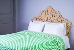 %100 Pamuklu Jakarlı Dama Desenli Parlak Yeşil Çift Kişilik Pike