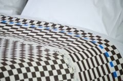 %100 Pamuklu Jakarlı Dama Desenli KAHVERENGİ Çift Kişilik Pike