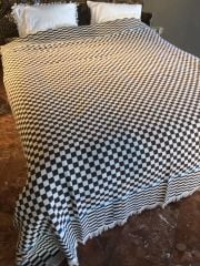 %100 Pamuklu Jakarlı Dama Desenli KAHVERENGİ Çift Kişilik Pike