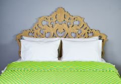 %100 Pamuklu Jakarlı Dama Desenli SARI YEŞİL Çift Kişilik Pike