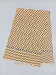 %100 Pamuklu Jakarlı Dama Desenli Hardal Şal