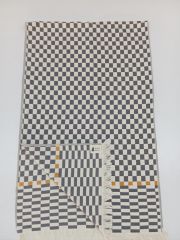 %100 Pamuklu Jakarlı Dama Desenli  Gri Şal