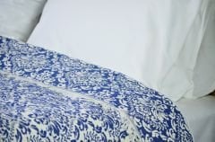 %100 Pamuklu Jakarlı ŞAL DESENLİ Lacivert Tek Kişilik Pike