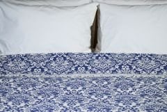 %100 Pamuklu Jakarlı ŞAL DESENLİ Lacivert Tek Kişilik Pike