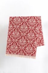 %100 Pamuklu Jakarlı ŞAL DESENLİ KIRMIZI Tek Kişilik Pike