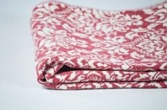 %100 Pamuklu Jakarlı ŞAL DESENLİ KIRMIZI Tek Kişilik Pike