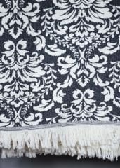 %100 Pamuklu Jakarlı ŞAL DESENLİ SİYAH Tek Kişilik Pike