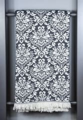 %100 Pamuklu Jakarlı ŞAL DESENLİ SİYAH Tek Kişilik Pike