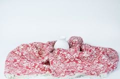 %100 Pamuklu Jakarlı Şal Desenli Kırmızı Şal