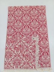 %100 Pamuklu Jakarlı Şal Desenli Kırmızı Şal