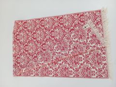 %100 Pamuklu Jakarlı Şal Desenli Kırmızı Şal