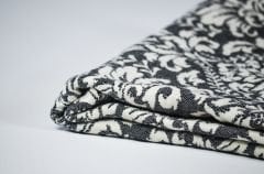 %100 Pamuklu Jakarlı Şal Desenli Siyah Şal