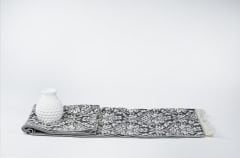 %100 Pamuklu Jakarlı Şal Desenli Siyah Şal