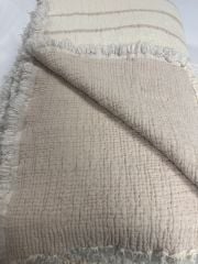 ELYAF DOLGULU MÜSLİN YATAK ÖRTÜSÜ ÇİFT KİŞİLİK  KREM