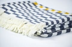 %100 Pamuklu Jakarlı Dama Desenli Gri KİNG SİZE  Pike