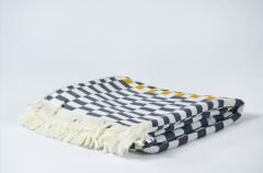 Dama Desenli Gri King Size Jakarlı Pike %100 Pamuklu