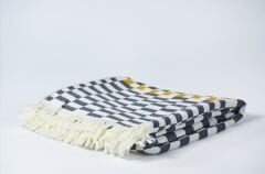 Dama Desenli Gri King Size Jakarlı Pike %100 Pamuklu