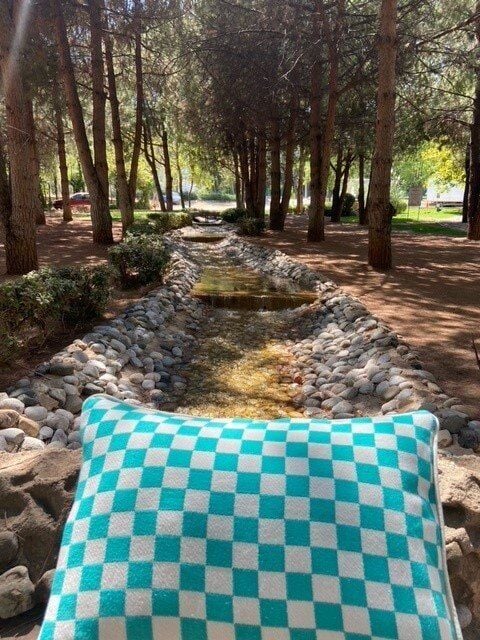 Dama Desenli Kırlent Kılıfı Yeşil  % 100 Pamuklu