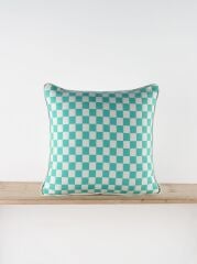 Dama Desenli Kırlent Kılıfı Yeşil  % 100 Pamuklu