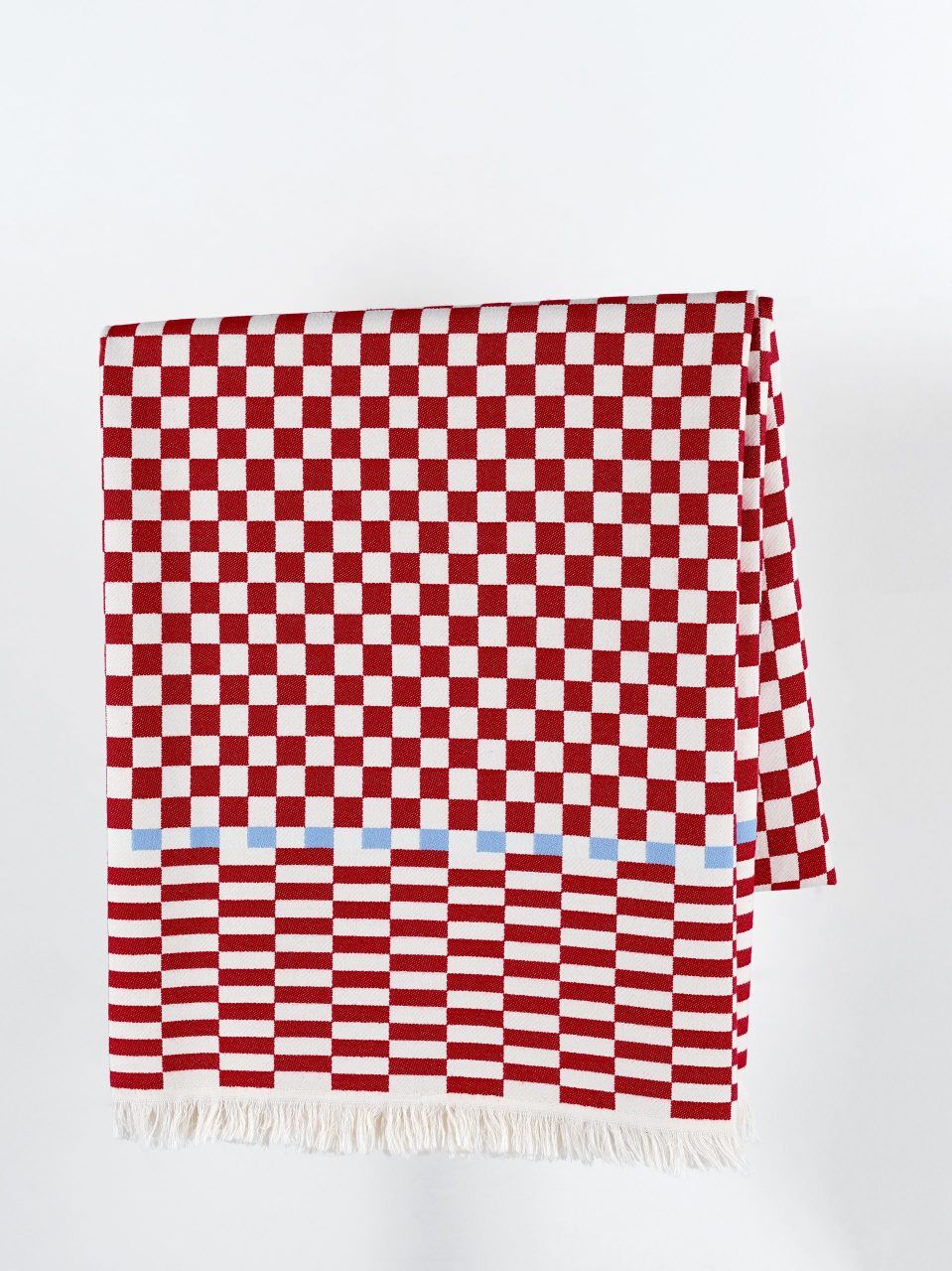 Dama Desenli Kırmızı King Size Jakarlı Pike %100 Pamuklu