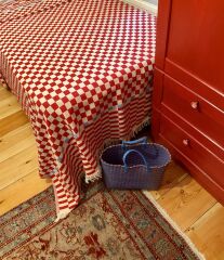 Dama Desenli Kırmızı King Size Jakarlı Pike %100 Pamuklu